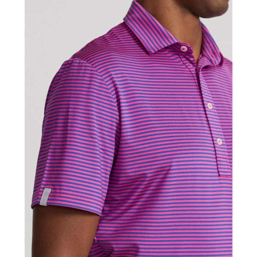 RLX Ralph Lauren X Series Golf Polo Pink Blue Striped Performance Shirt Men’s M - Picture 14 of 16